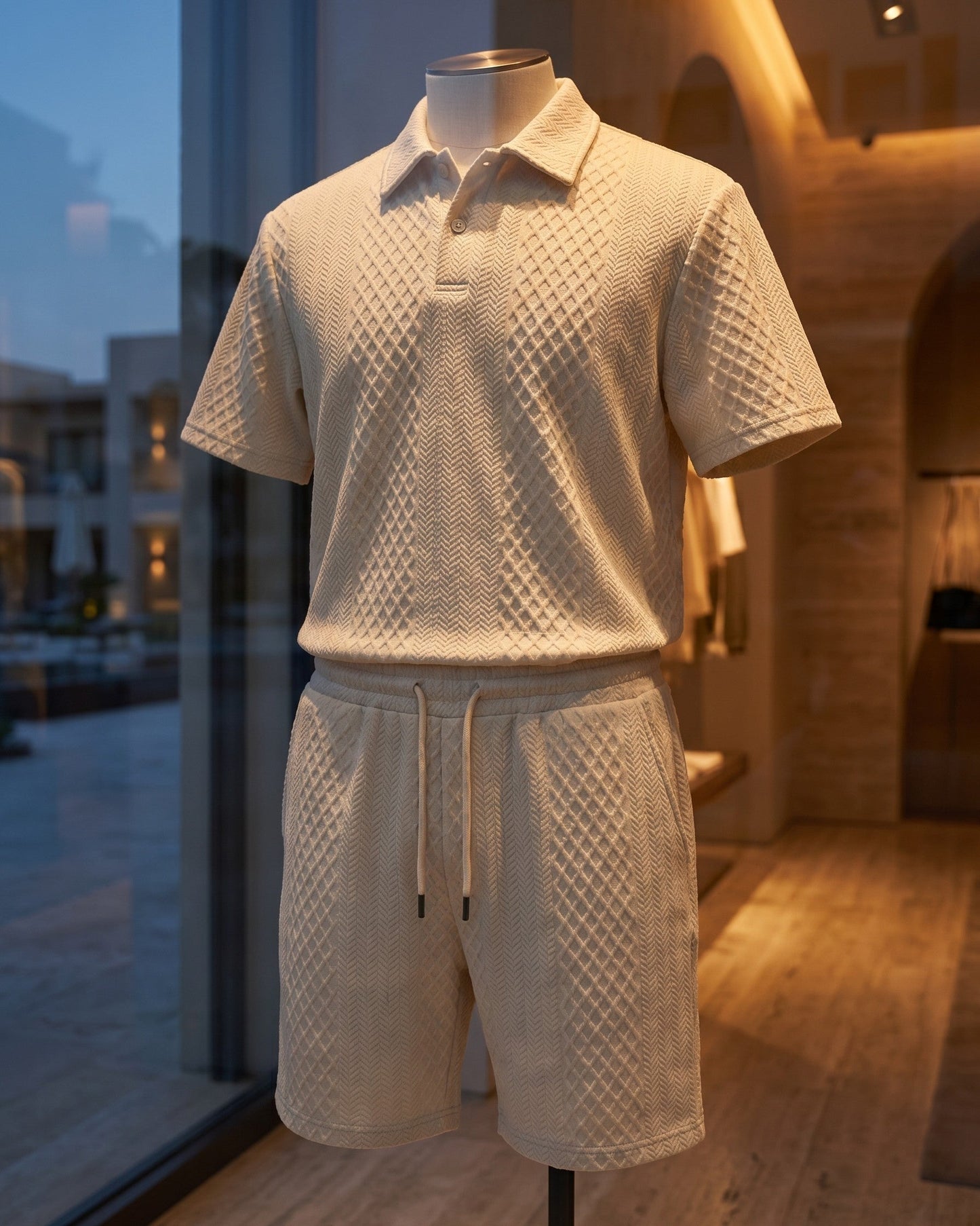 Marcello Textured Polo and Shorts Set
