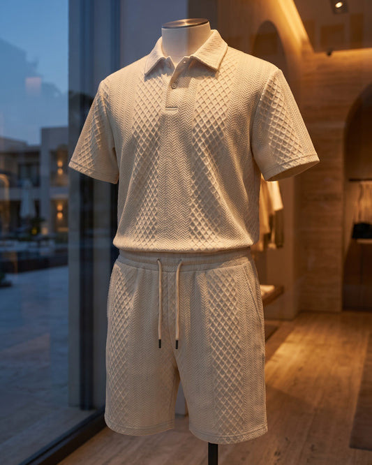 Marcello Textured Polo and Shorts Set