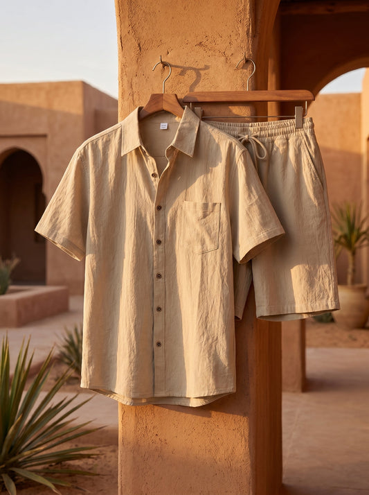 Xavier Linen-Blend Short-Sleeve Set