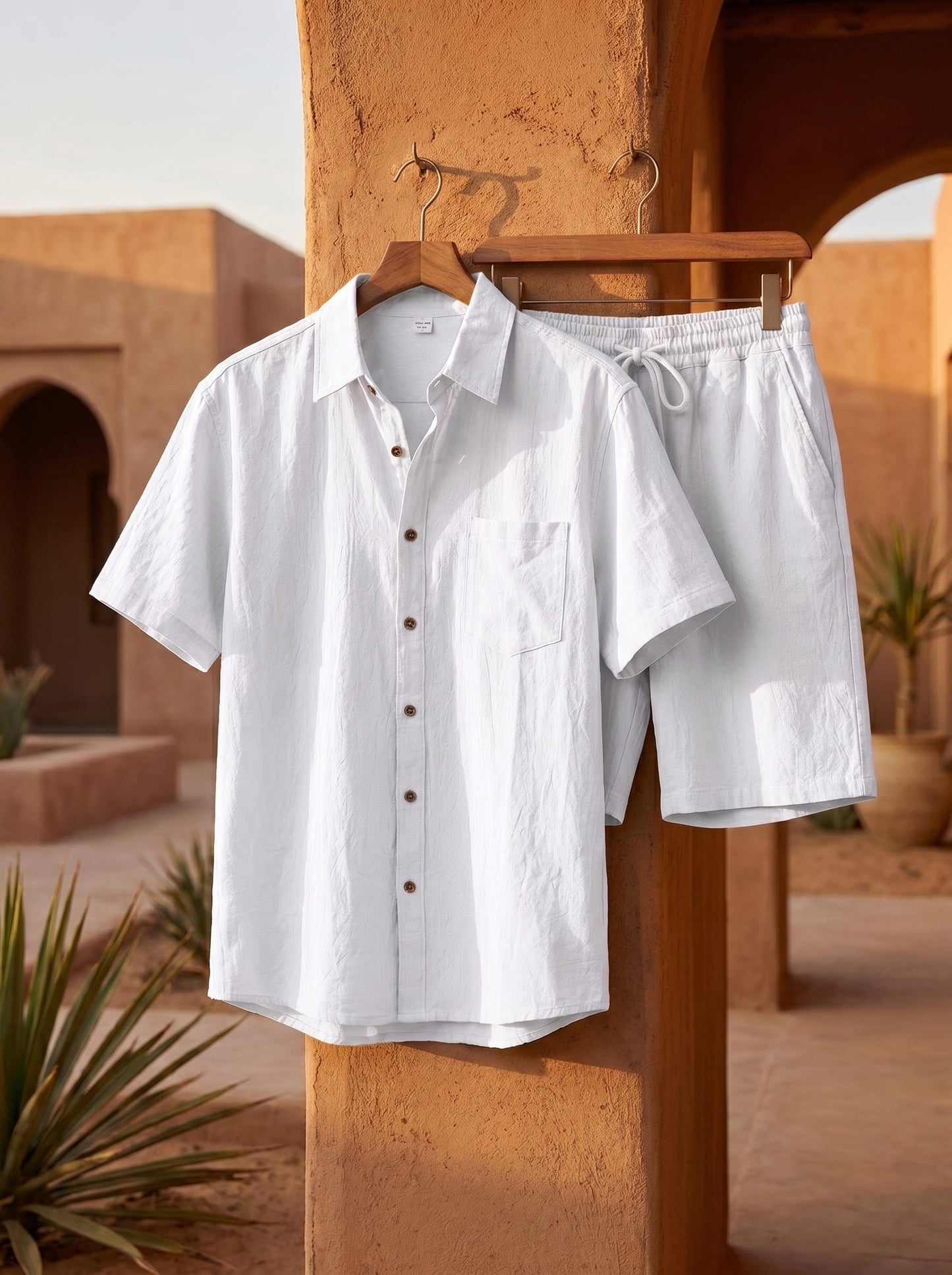 Xavier Linen-Blend Short-Sleeve Set