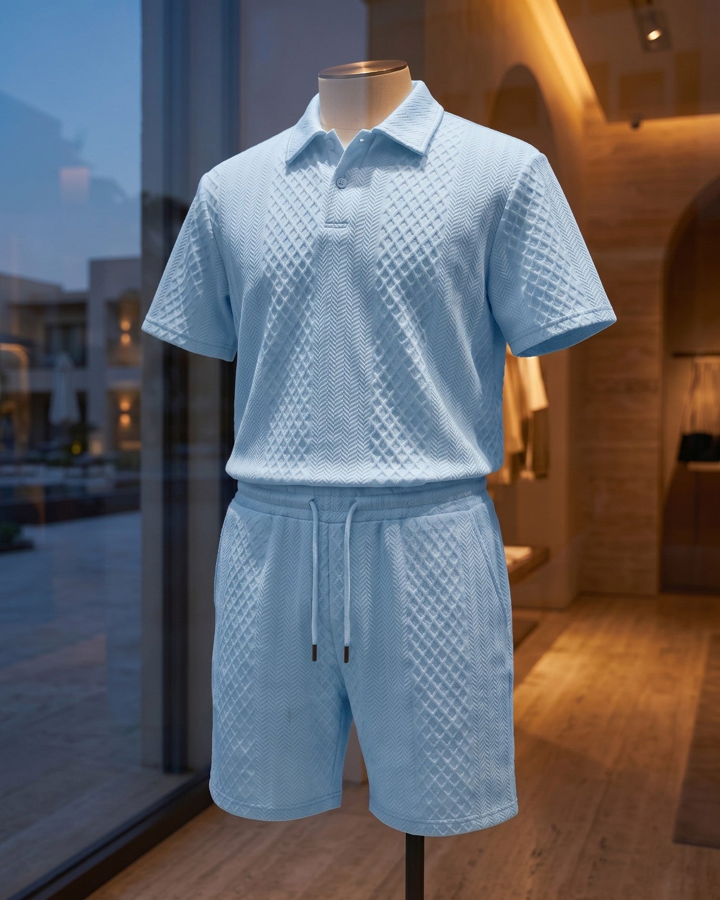 Marcello Textured Polo and Shorts Set