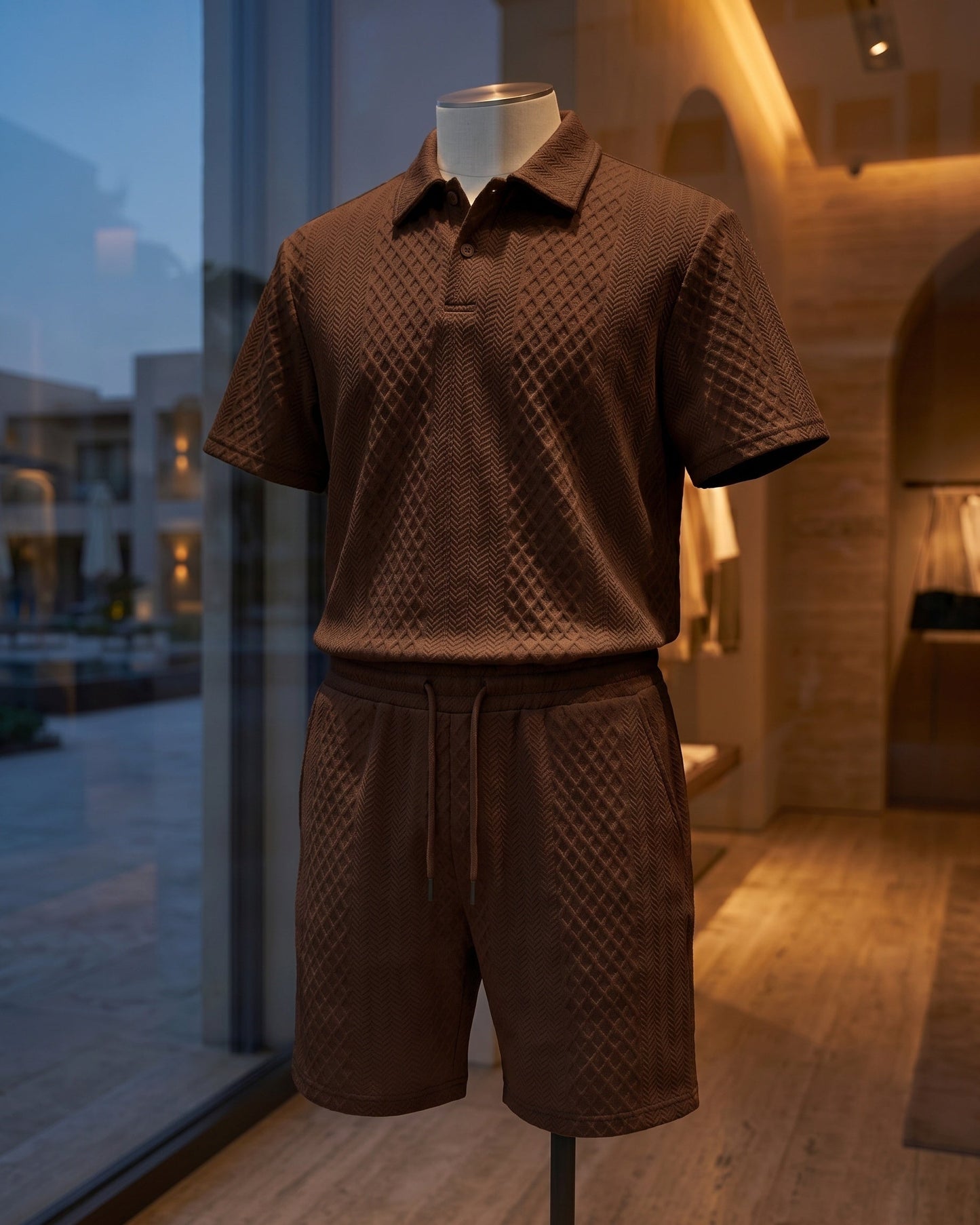 Marcello Textured Polo and Shorts Set